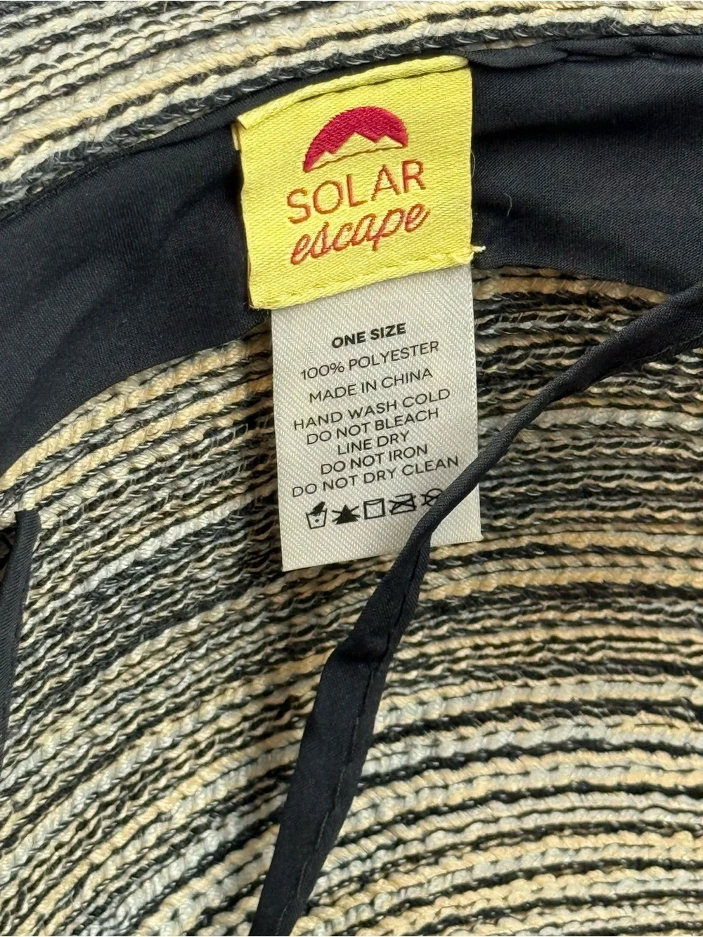 Solar Escape Wide Brim Black Tan Sun Hat Resort Beach Travel Boho